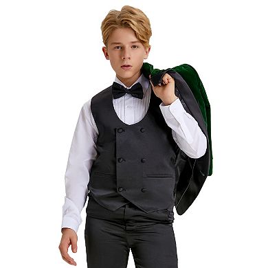 Little Boys 4-7 Christmas Deluxe Velvet 5-Piece Suit Set with Dress Shirt and Bowtie