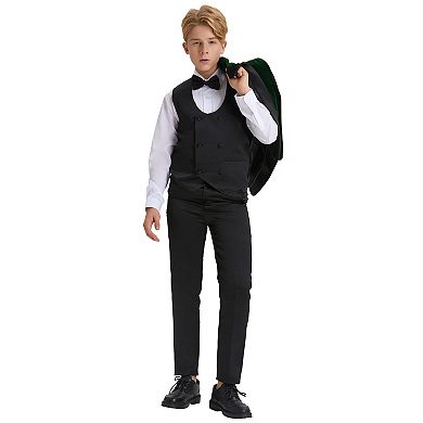 Little Boys 4-7 Christmas Deluxe Velvet 5-Piece Suit Set with Dress Shirt and Bowtie