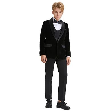 Toddler Boys 2T-3T Christmas Deluxe Velvet 5-Piece Suit Set with Dress Shirt and Bowtie