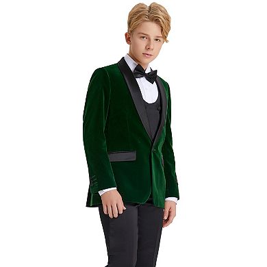 Toddler Boys 2T-3T Christmas Deluxe Velvet 5-Piece Suit Set with Dress Shirt and Bowtie