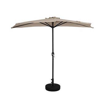 Westintrends 9 Ft. Aluminum Half Market Patio Umbrella With Black Round Freestanding Base