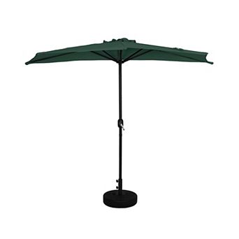 Westintrends 9 Ft. Aluminum Half Market Patio Umbrella With Black Round Freestanding Base