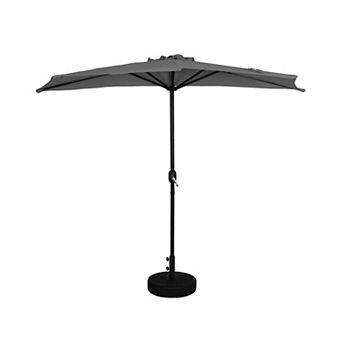 Westintrends 9 Ft. Aluminum Half Market Patio Umbrella With Black Round Freestanding Base