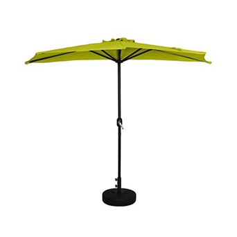 Westintrends 9 Ft. Aluminum Half Market Patio Umbrella With Black Round Freestanding Base