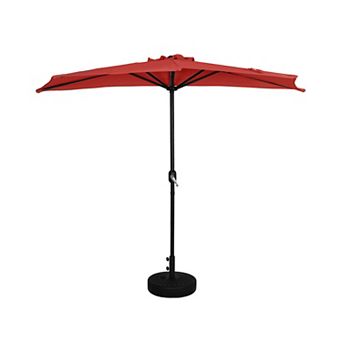 Westintrends 9 Ft. Aluminum Half Market Patio Umbrella With Black Round Freestanding Base