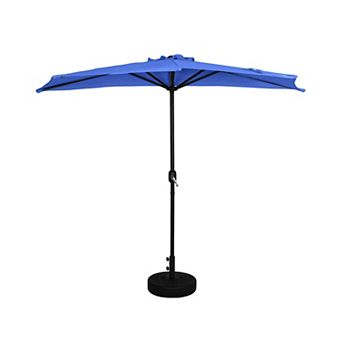 Westintrends 9 Ft. Aluminum Half Market Patio Umbrella With Black Round Freestanding Base