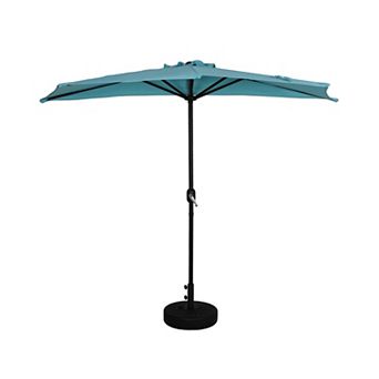 Westintrends 9 Ft. Aluminum Half Market Patio Umbrella With Black Round Freestanding Base