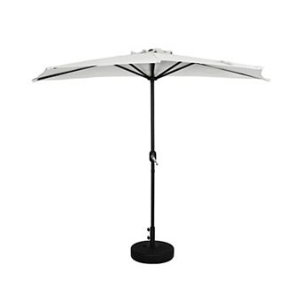 Westintrends 9 Ft. Aluminum Half Market Patio Umbrella With Black Round Freestanding Base