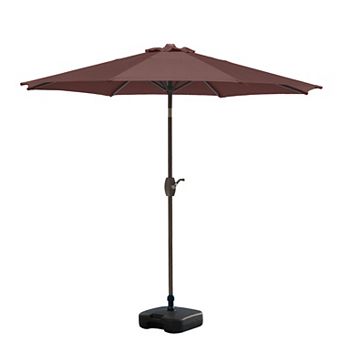 Westintrends 9 Ft. Outdoor/patio Crank And Tilt Umbrella With Freestanding Square Weight Base