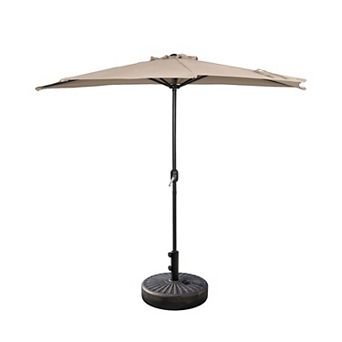 Westintrends 9 Ft. Aluminum Half Market Patio Umbrella With Bronze Round Freestanding Base