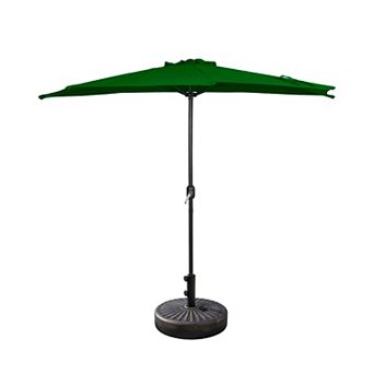 Westintrends 9 Ft. Aluminum Half Market Patio Umbrella With Bronze Round Freestanding Base