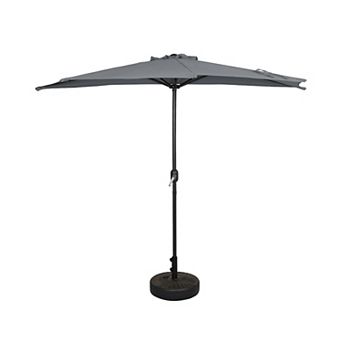 Westintrends 9 Ft. Aluminum Half Market Patio Umbrella With Bronze Round Freestanding Base