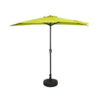 Westintrends 9 Ft. Aluminum Half Market Patio Umbrella With Bronze Round Freestanding Base