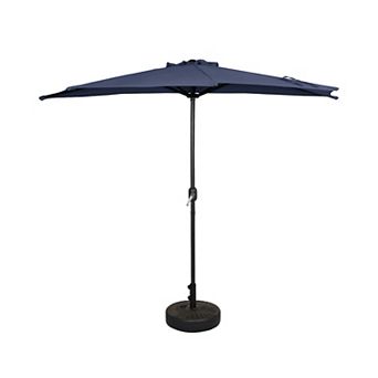 Westintrends 9 Ft. Aluminum Half Market Patio Umbrella With Bronze Round Freestanding Base