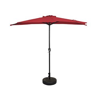 Westintrends 9 Ft. Aluminum Half Market Patio Umbrella With Bronze Round Freestanding Base
