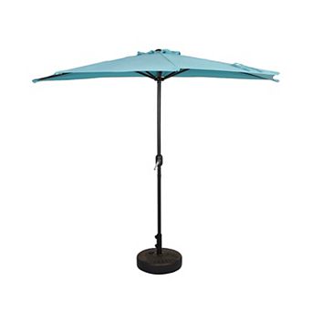 Westintrends 9 Ft. Aluminum Half Market Patio Umbrella With Bronze Round Freestanding Base