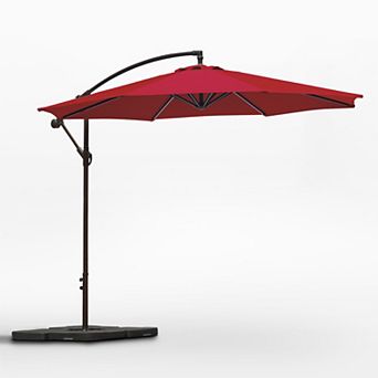 Westintrends 10 Ft. Outdoor/patio Cantilever Hanging Umbrella With Weight Base