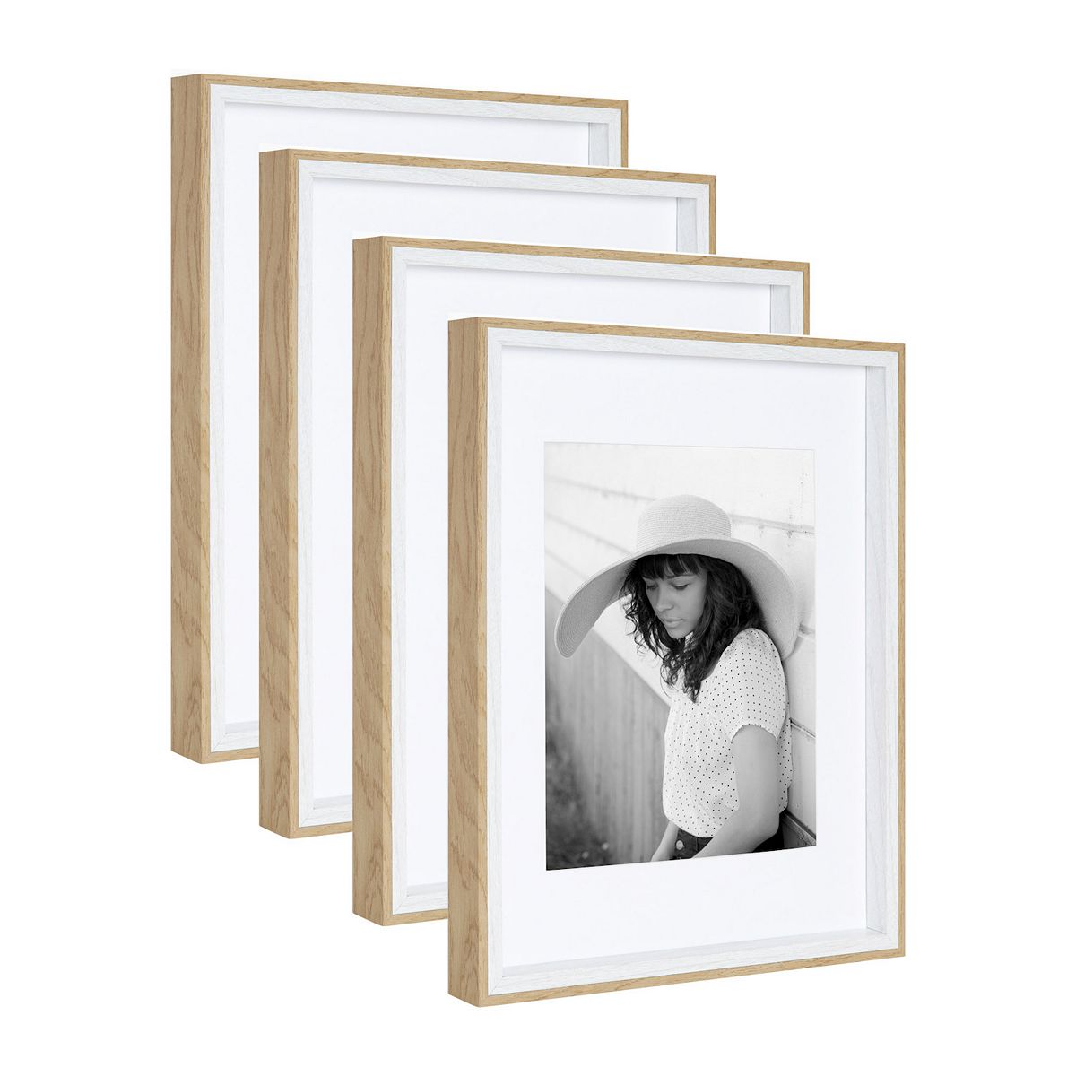 Gibson Photo Frame 4 Piece Set - White And Natural