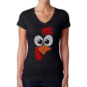 Turkey Face - Women's Word Art V-neck T-shirt