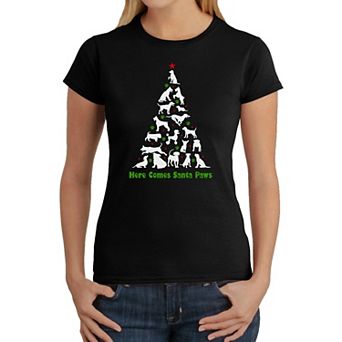 Here Comes Santa Paws - Women's Word Art T-shirt