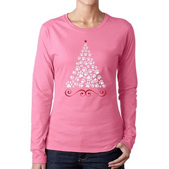 Paw Christmas Tree - Women's Word Art Long Sleeve T-shirt