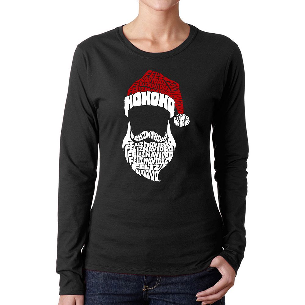 Feliz Navidad Santa Claus - Women's Word Art Long Sleeve T-shirt