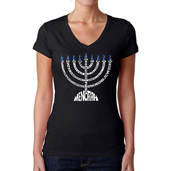 Menorah - Women's Word Art V-neck T-shirt