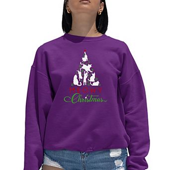 Meowy Christmas Tree - Women's Word Art Crewneck Sweatshirt