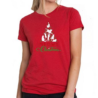 Meowy Christmas Tree - Women's Premium Blend Word Art T-shirt