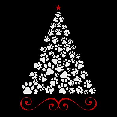 Paw Christmas Tree - Women's Word Art Crewneck Sweatshirt