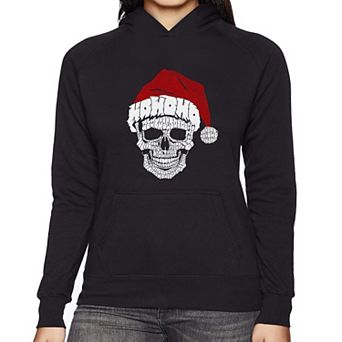 Santa Skull - Women's Word Art Hooded Sweatshirt
