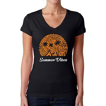 Summer Vibes - Women's Word Art V-neck T-shirt