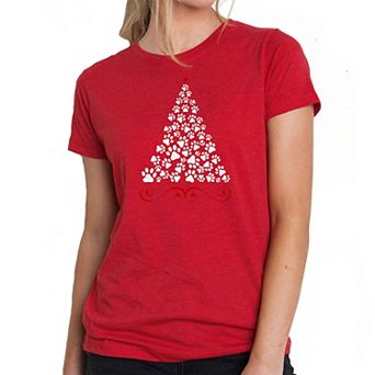 Paw Christmas Tree - Women's Premium Blend Word Art T-shirt