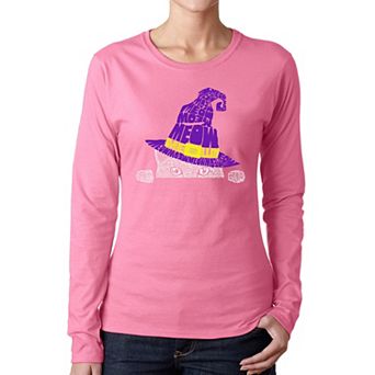 Peeking Witch Cat - Women's Word Art Long Sleeve T-shirt