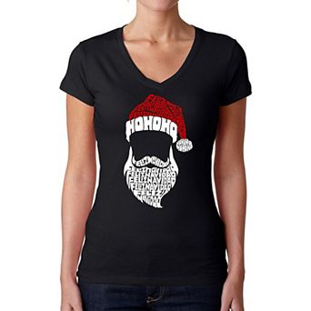 Feliz Navidad Santa Claus - Women's Word Art V-neck T-shirt