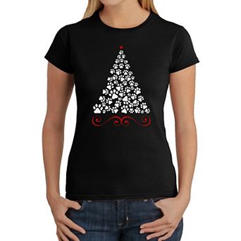 Paw Christmas Tree - Women's Word Art T-shirt