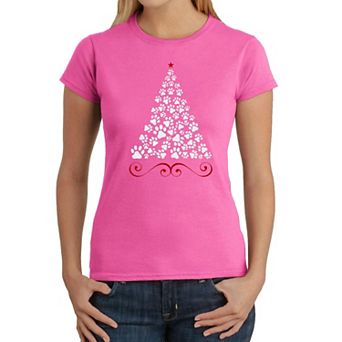 Paw Christmas Tree - Women's Word Art T-shirt