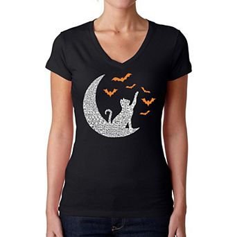Lunar Bats - Women's Word Art V-neck T-shirt