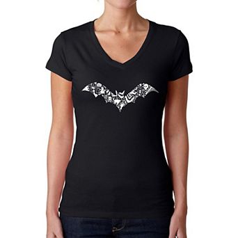 Bat Pics - Women's Word Art V-neck T-shirt