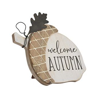 Parisloft Welcome Autumn Farmhouse Wood and Metal Acorn Accent Tabletop Decor