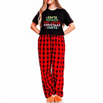 Santa Reindeer Hot Cocoa Plaid Pajama Set