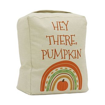 Parisloft Hey There Pumpkin Fabric Door Stop, Fall Decor