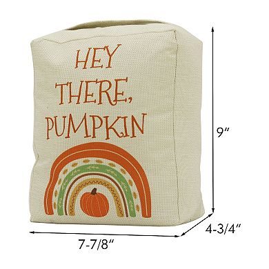 Parisloft Hey There Pumpkin Fabric Door Stop, Fall Decor
