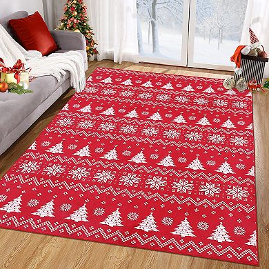 Garvee Modern Christmas Area Rug Xmas Tree Holiday Decorative Carpet