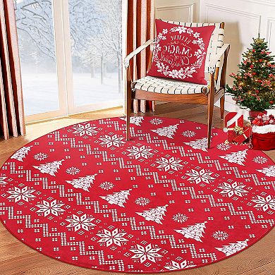 Garvee Modern Christmas Area Rug Xmas Tree Holiday Decorative Carpet