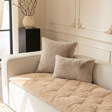 allisandro Reversible Faux Fur & Velvet Couch Cover Thick, Plush, Machine Washable Protector