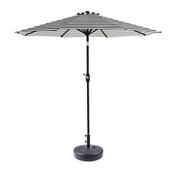 Westintrends 9 Ft. Outdoor/patio Umbrella With Black Round Freestanding Weight Base