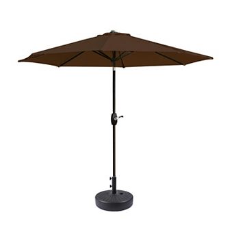 Westintrends 9 Ft. Outdoor/patio Umbrella With Black Round Freestanding Weight Base