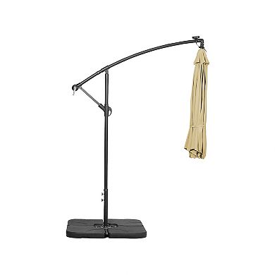 10 Ft. Cantilever Oudoor/patio Umbrella With Solar Power Led Lights And 4-piece Base Weights