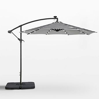 10 Ft. Cantilever Oudoor/patio Umbrella With Solar Power Led Lights And 4 pc Base Weights